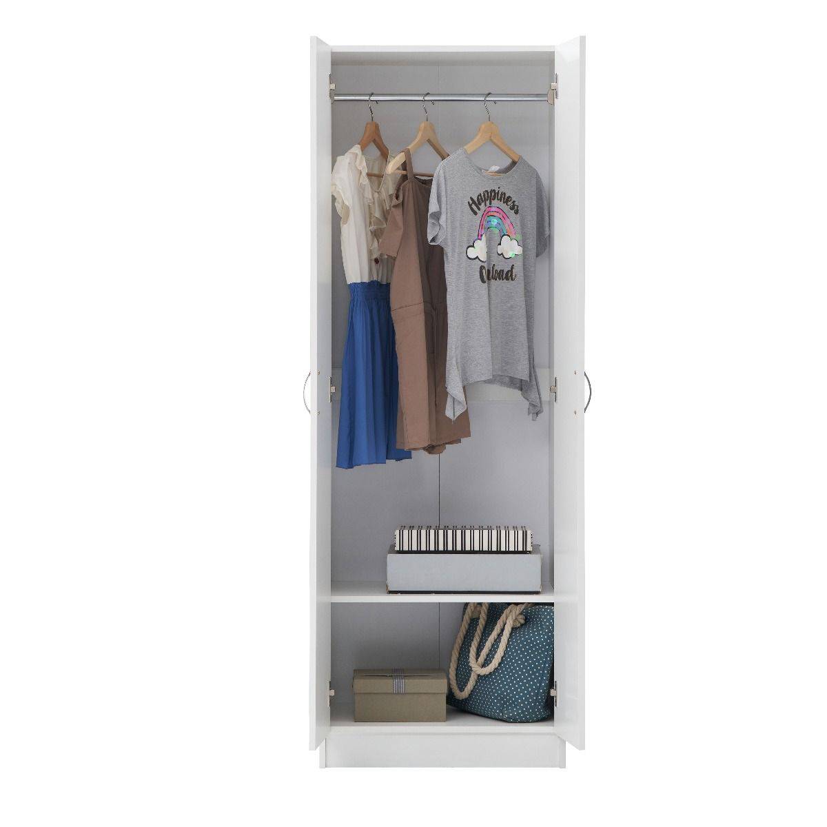 3 DOOR DOUBLE WARDROBE WHITE Essentials - Price Crash Furniture