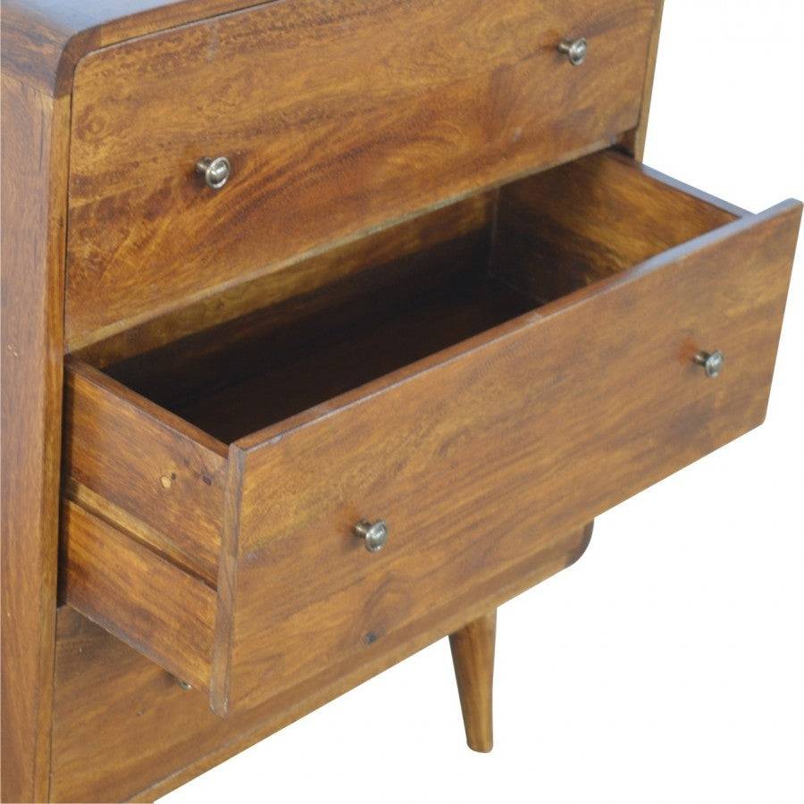 3 Drawer Curved Chestnut Chest - Price Crash Furniture