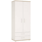 4KIDS 2 Door 2 Drawer Wardrobe in Light Oak and White High Gloss with Opalino Handles - Price Crash Furniture