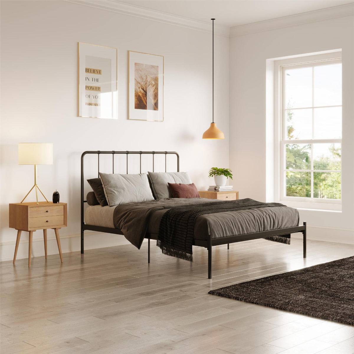 Aaron Black Metal UK King Size Bed (USA Queen Size) by Dorel - Price Crash Furniture