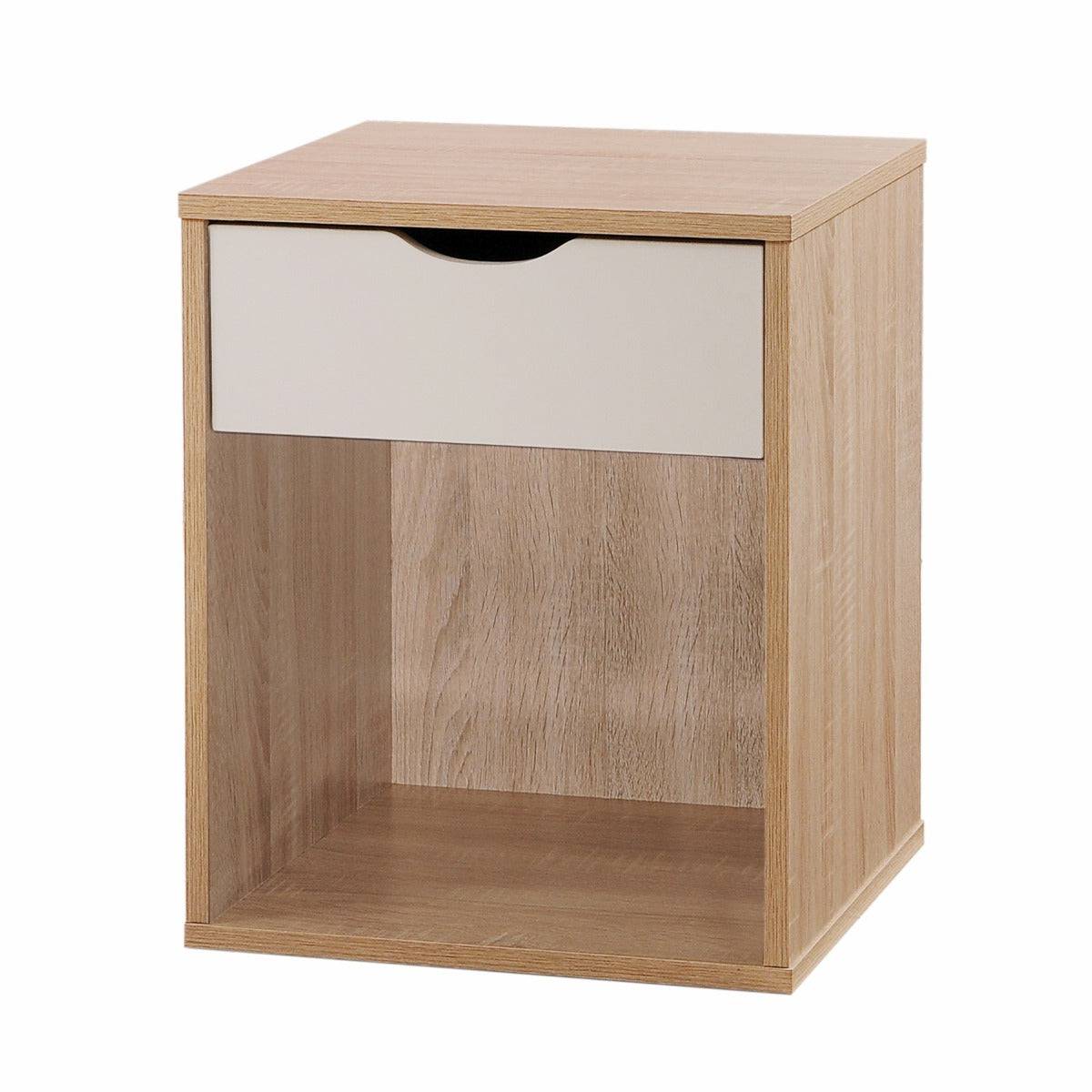 Alton 1 Drawer Nightstand in Sonoma oak and White by TAD - Price Crash Furniture