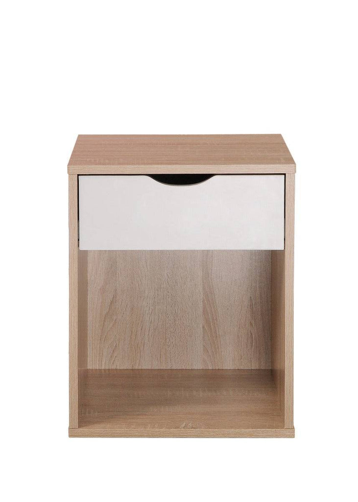 Alton 1 Drawer Nightstand in Sonoma oak and White by TAD - Price Crash Furniture