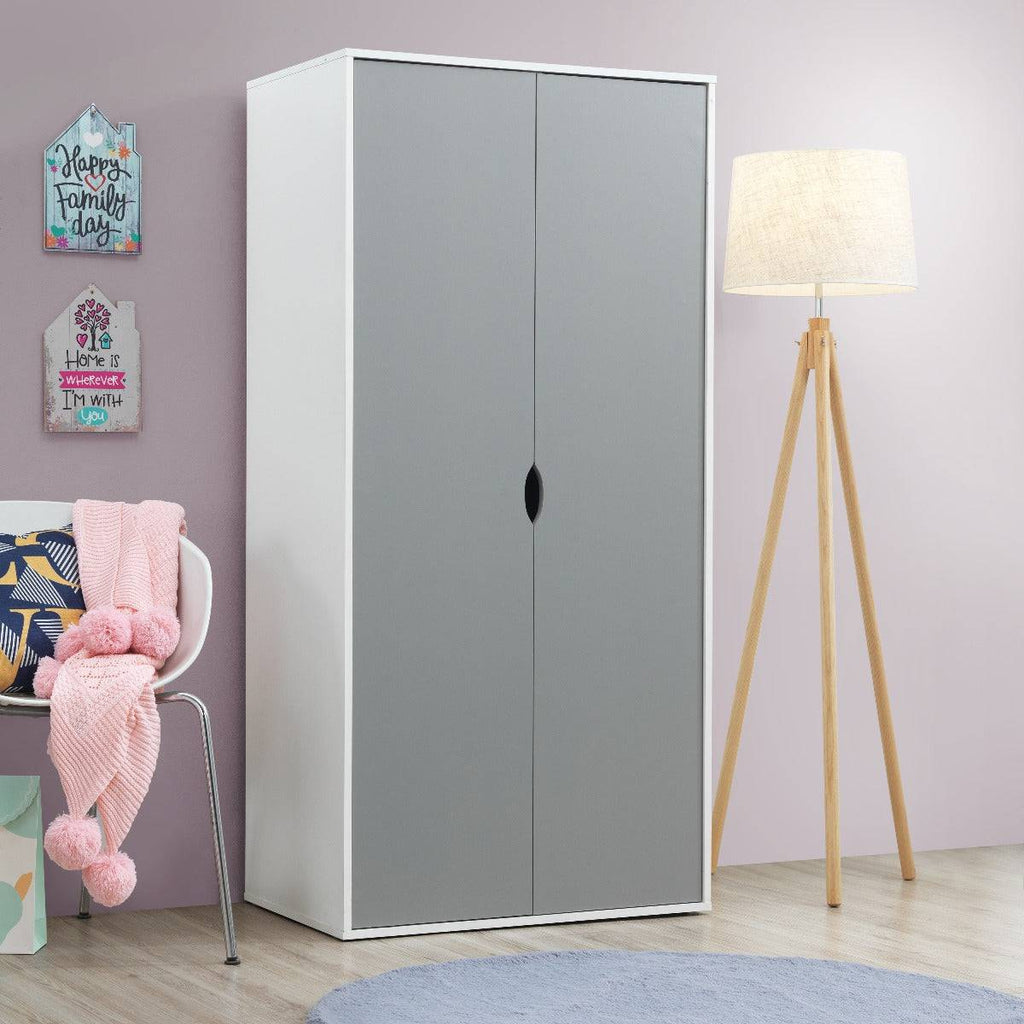 Alton 2 Door Wardrobe in Grey and White by TAD - Price Crash Furniture
