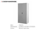 Alton 2 Door Wardrobe in Grey and White by TAD - Price Crash Furniture