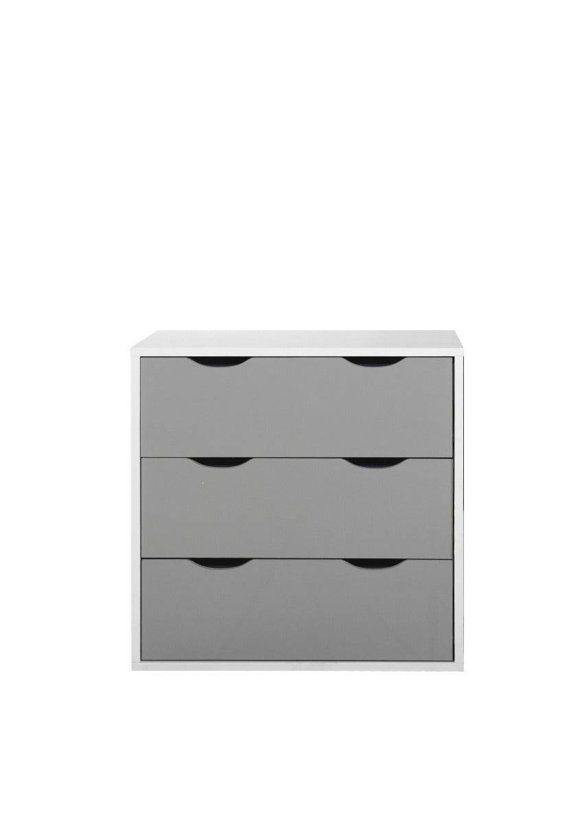 Alton 3 Drawer Chest of Drawers in Grey and White by TAD - Price Crash Furniture