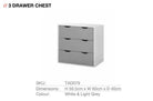 Alton 3 Drawer Chest of Drawers in Grey and White by TAD - Price Crash Furniture