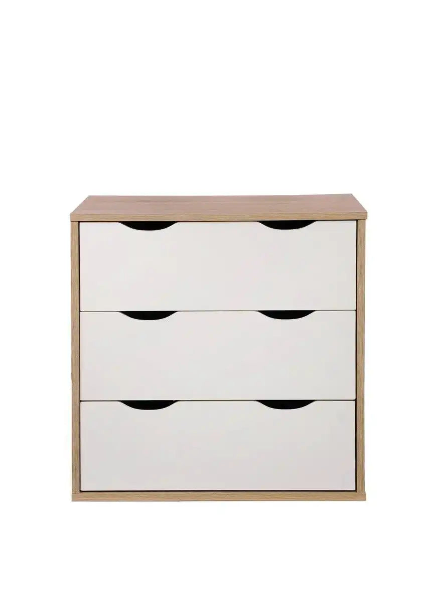 Alton 3 Drawer Chest of Drawers in Sonoma oak and White by TAD - Price Crash Furniture