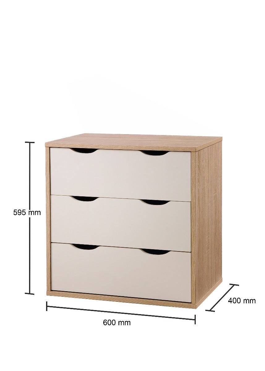 Alton 3 Drawer Chest of Drawers in Sonoma oak and White by TAD - Price Crash Furniture