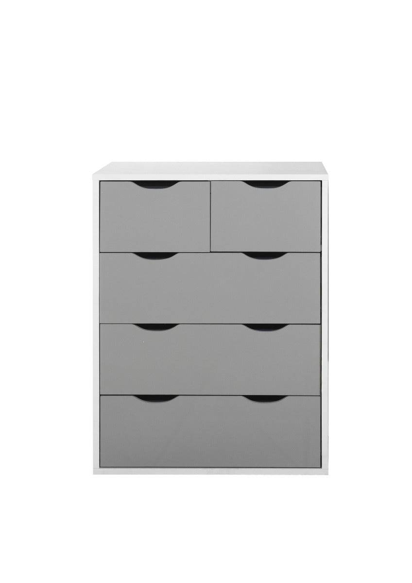 Alton 5 Drawer Chest of Drawers in Grey and White by TAD - Price Crash Furniture