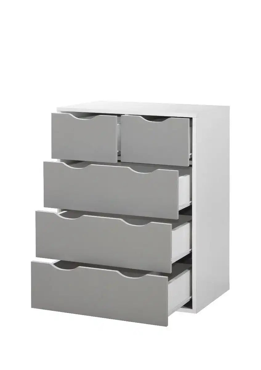 Alton 5 Drawer Chest of Drawers in Grey and White by TAD - Price Crash Furniture