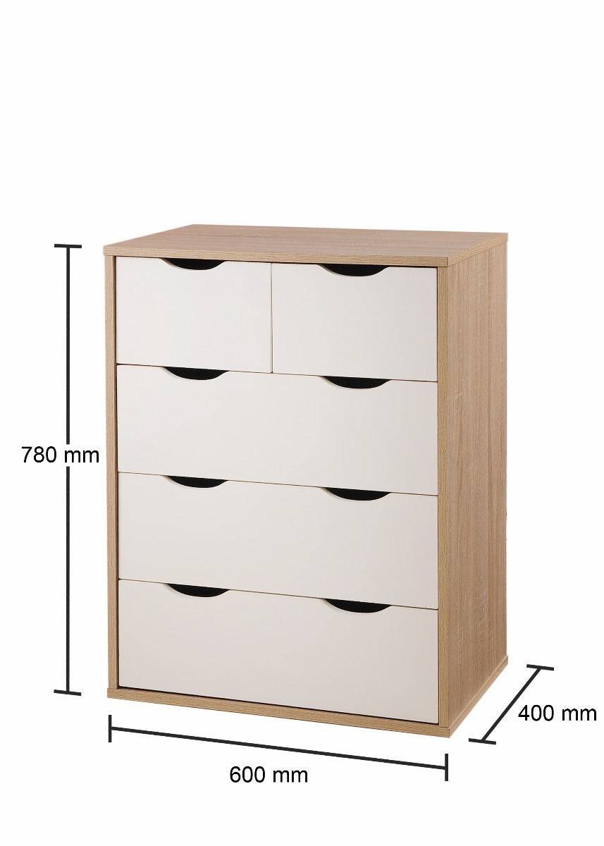 Alton 5 Drawer Chest of Drawers in Sonoma oak and White by TAD - Price Crash Furniture