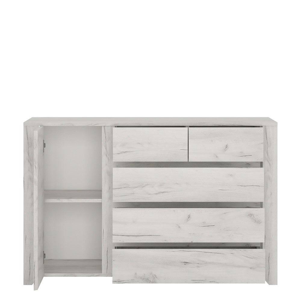 Angel 1 Door 2+3 drawer Chest of Drawers / Sideboard in White Oak - Price Crash Furniture