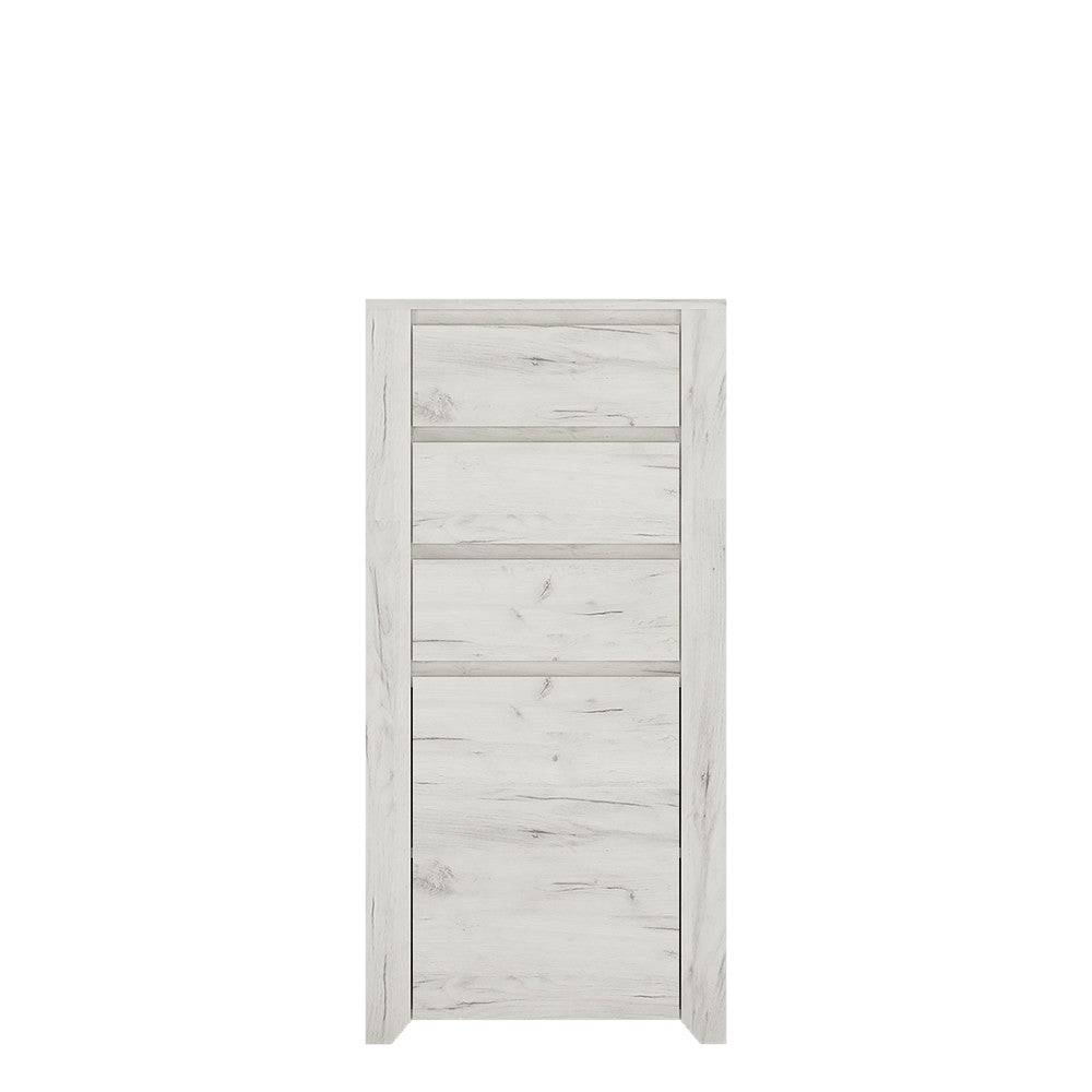 Angel 1 Door 3 Drawer Chest of Drawers in White Oak - Price Crash Furniture