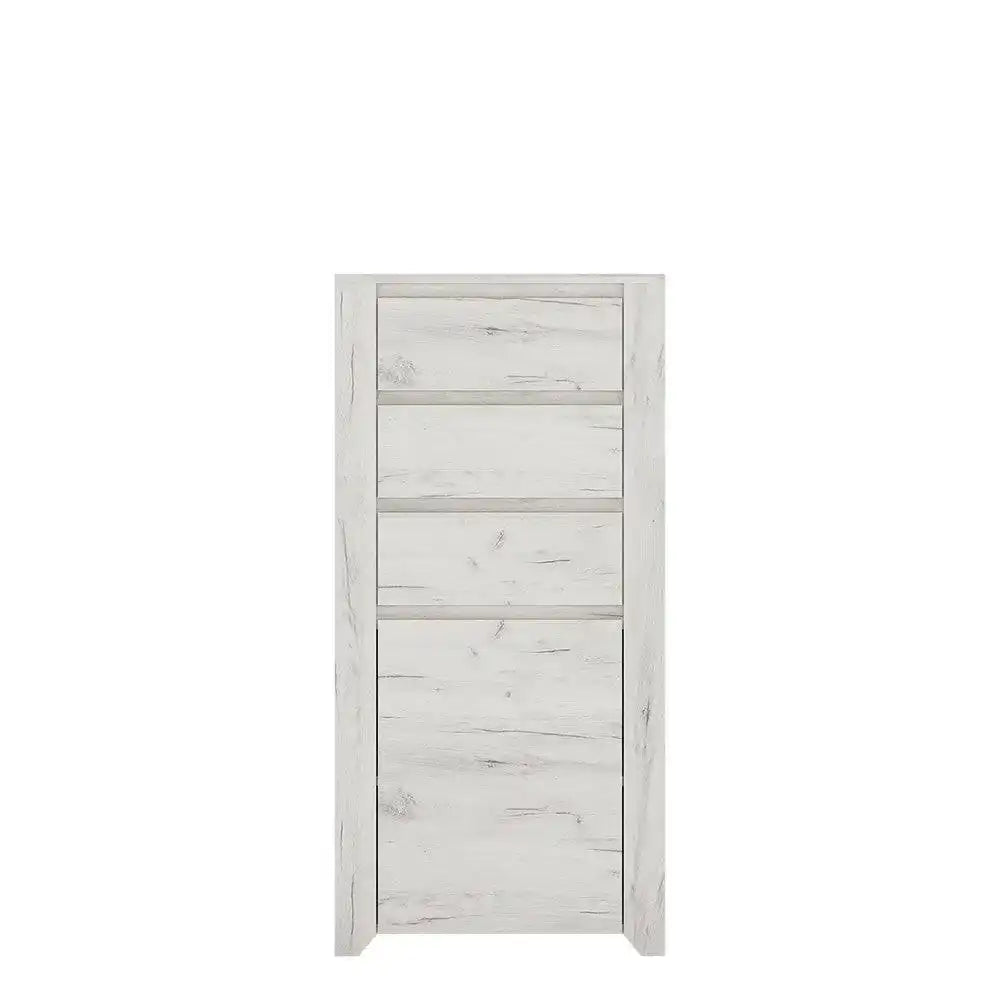 Angel 1 Door 3 Drawer Chest of Drawers in White Oak - Price Crash Furniture