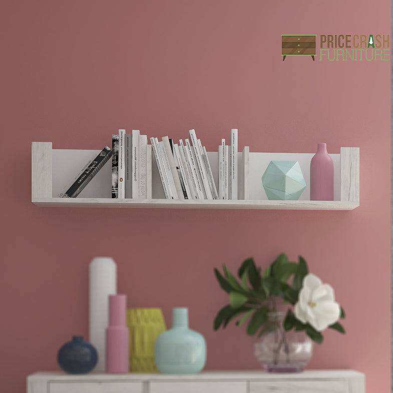 Angel 118.7cm Wall Shelf in White Oak - Price Crash Furniture