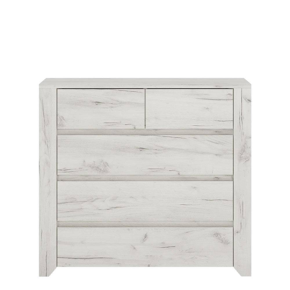 Angel 2+3 Drawer Chest of Drawers in White Oak - Price Crash Furniture