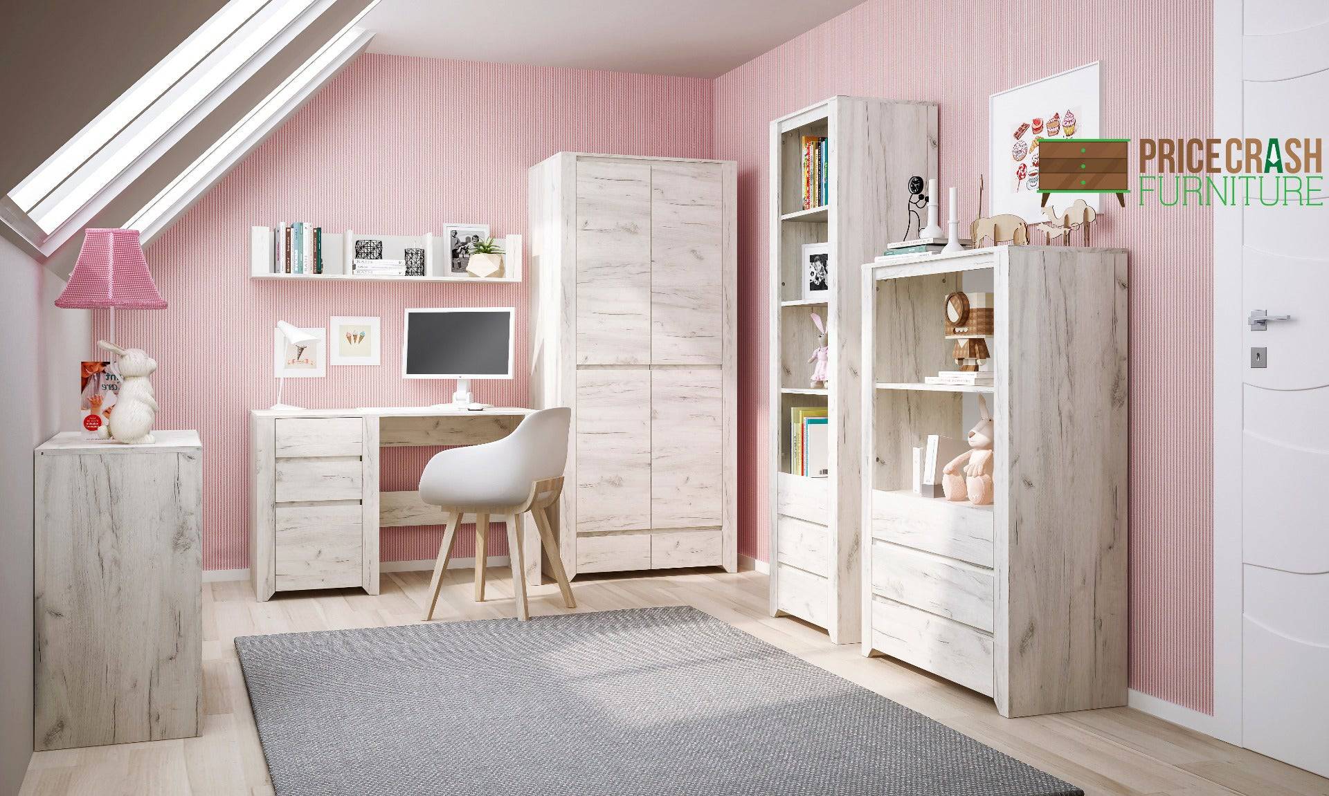 Angel 2 Door 2 Drawer Fitted Wardrobe in White Oak - Price Crash Furniture