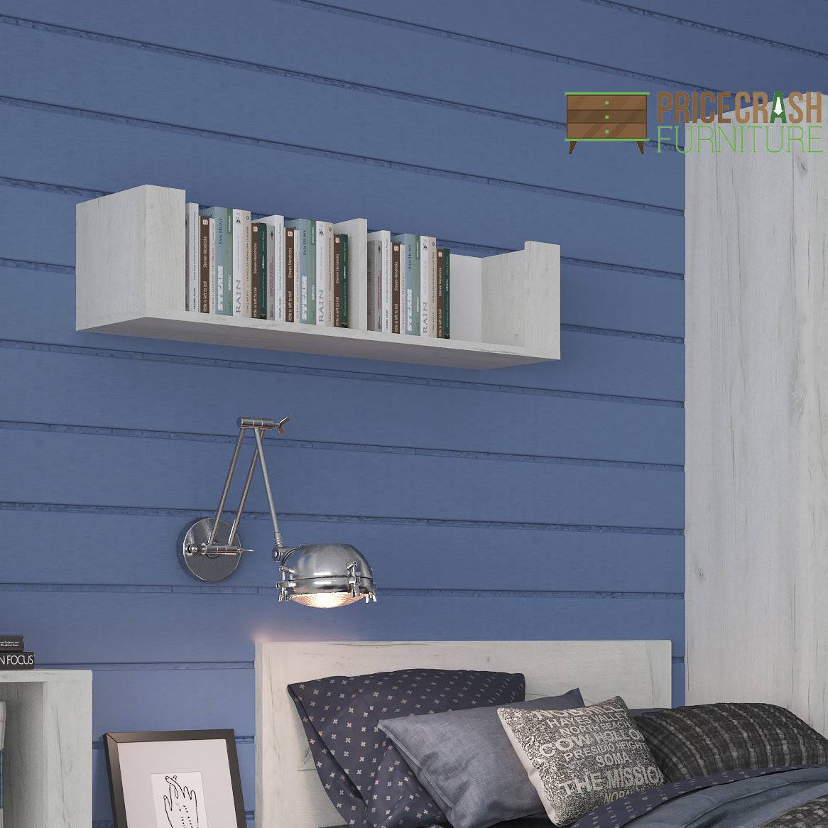 Angel 84cm Wall Shelf in White Oak - Price Crash Furniture