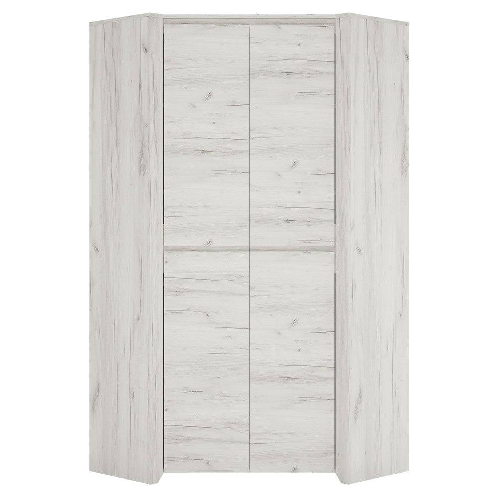 Angel Corner Fitted Wardrobe in White Oak - Price Crash Furniture