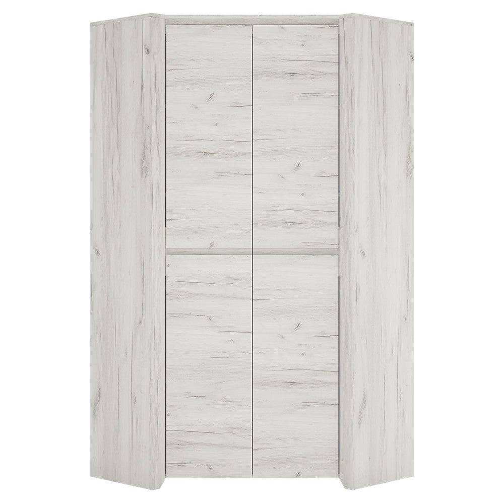 Angel Corner Fitted Wardrobe in White Oak - Price Crash Furniture