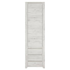 Angel Tall Narrow One Door 3 Drawer Cupboard in White Oak - Price Crash Furniture