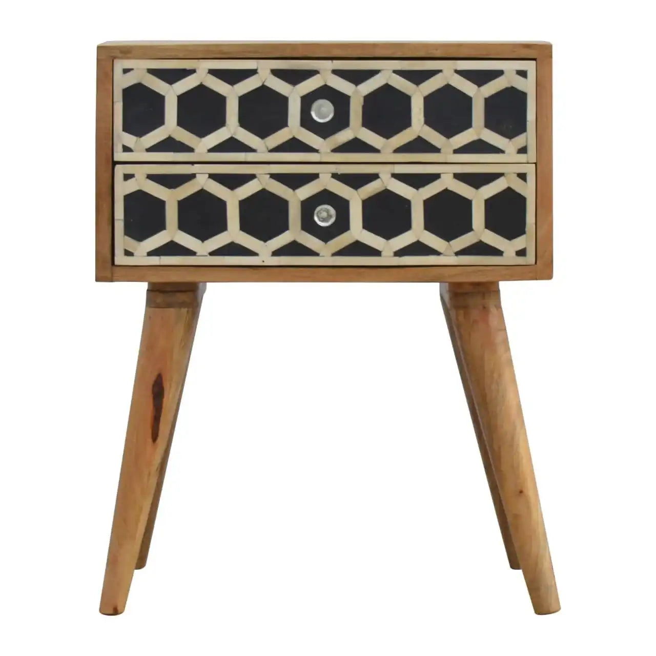 ArtHaus Collection Bone Inlay 2 Drawer Bedside Table Cabinet - Price Crash Furniture