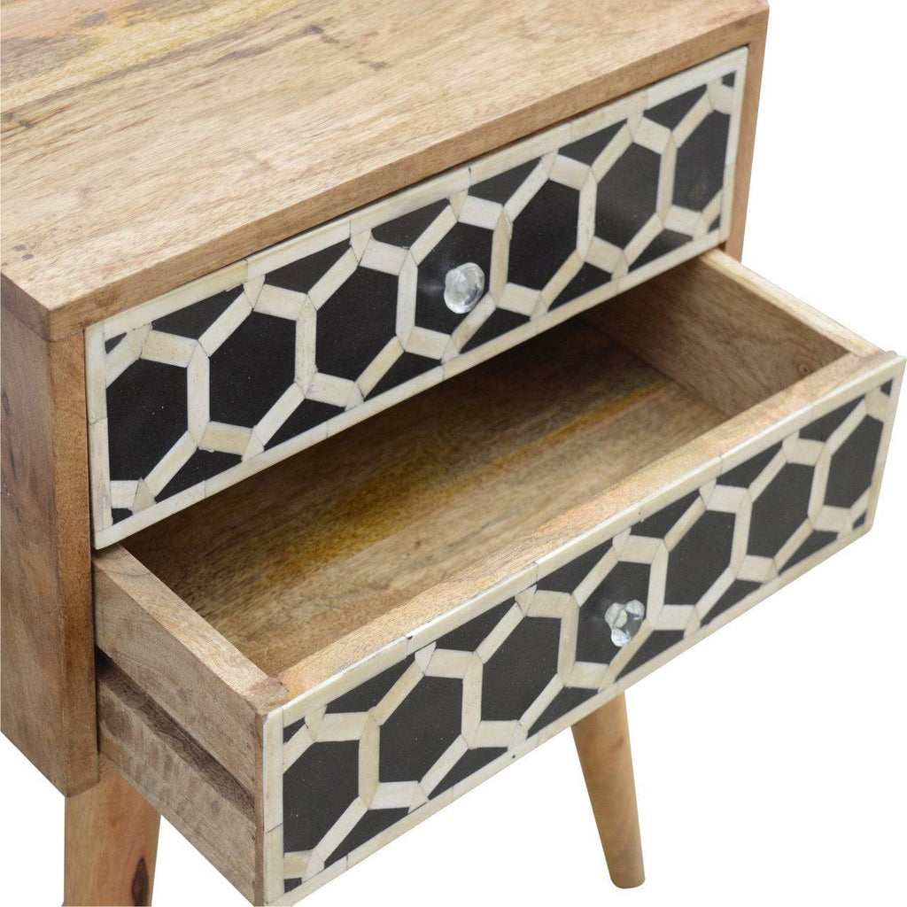 ArtHaus Collection Bone Inlay 2 Drawer Bedside Table Cabinet - Price Crash Furniture