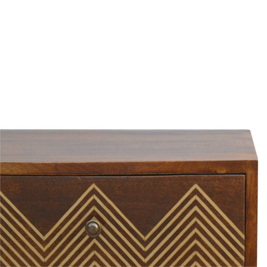ArtHaus Collection Brass Inlay 3 Drawer Bedside - Price Crash Furniture