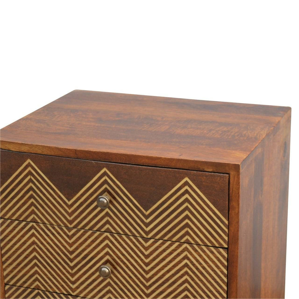 ArtHaus Collection Brass Inlay 3 Drawer Bedside - Price Crash Furniture