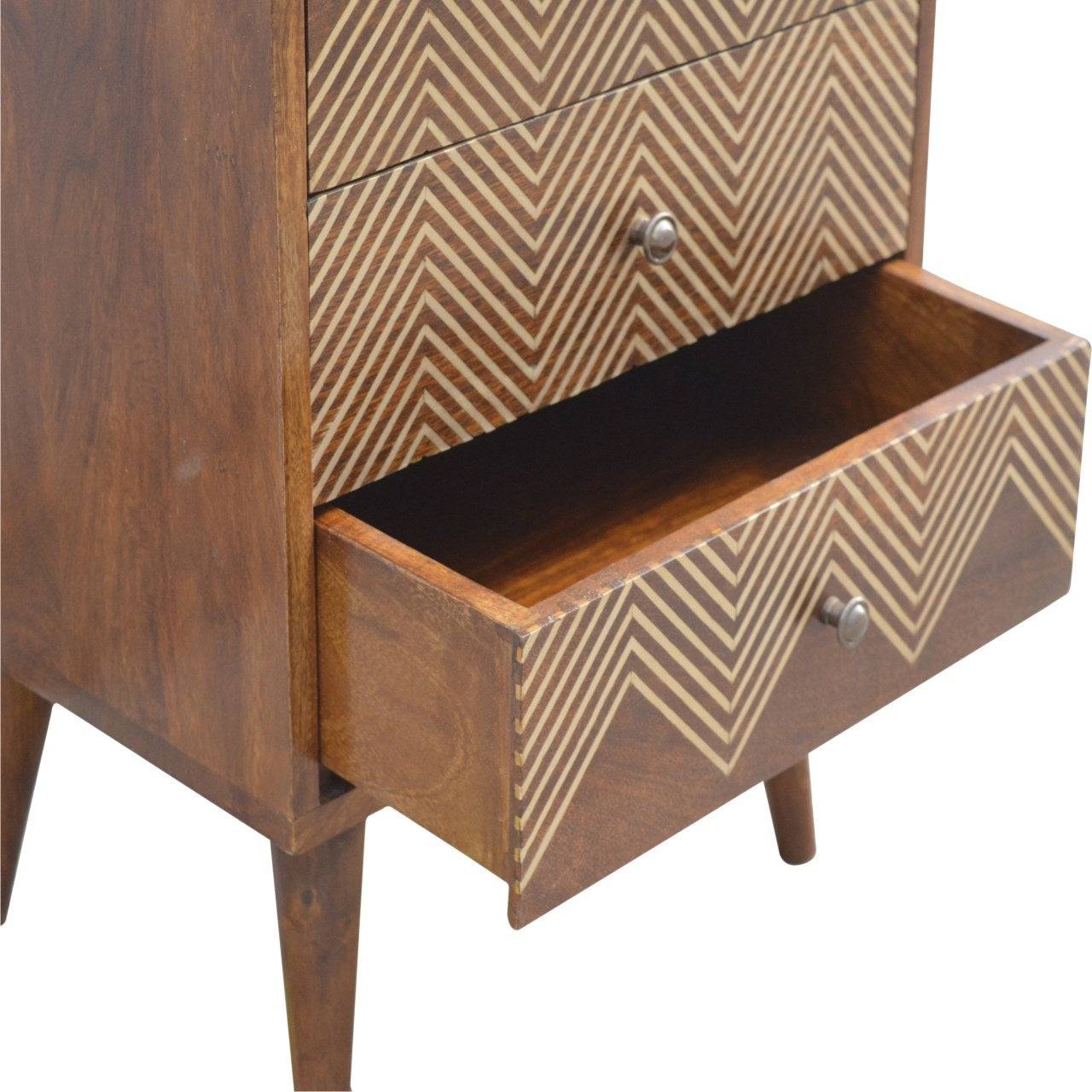 ArtHaus Collection Brass Inlay 3 Drawer Bedside - Price Crash Furniture