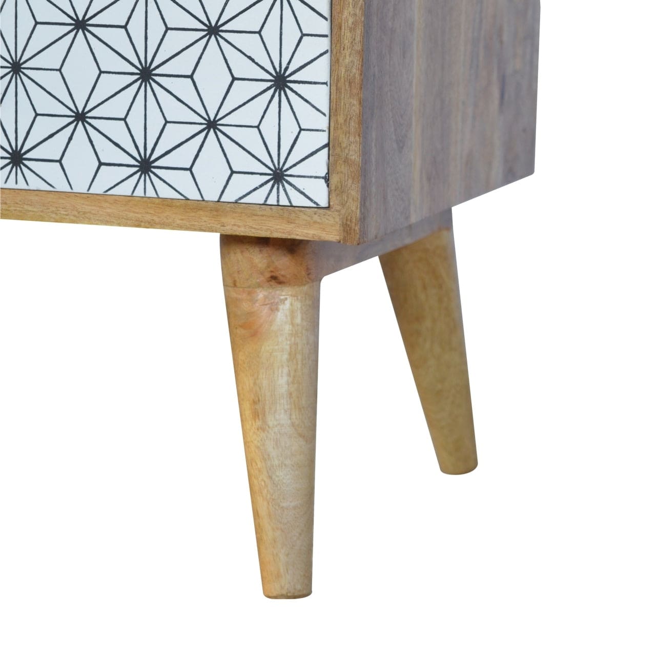 ArtHaus Collection Geometric Printed 2 Drawer Bedside With Open Slot - Price Crash Furniture