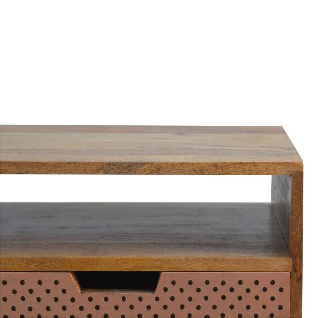 ArtHaus Collection Perforated Copper Front Bedside Table - Price Crash Furniture