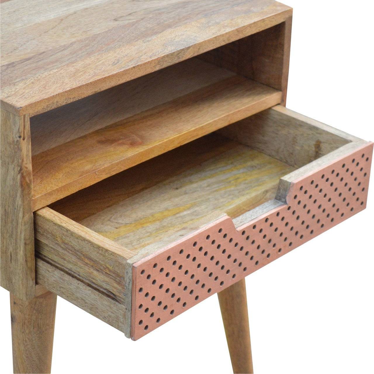 ArtHaus Collection Perforated Copper Front Bedside Table - Price Crash Furniture