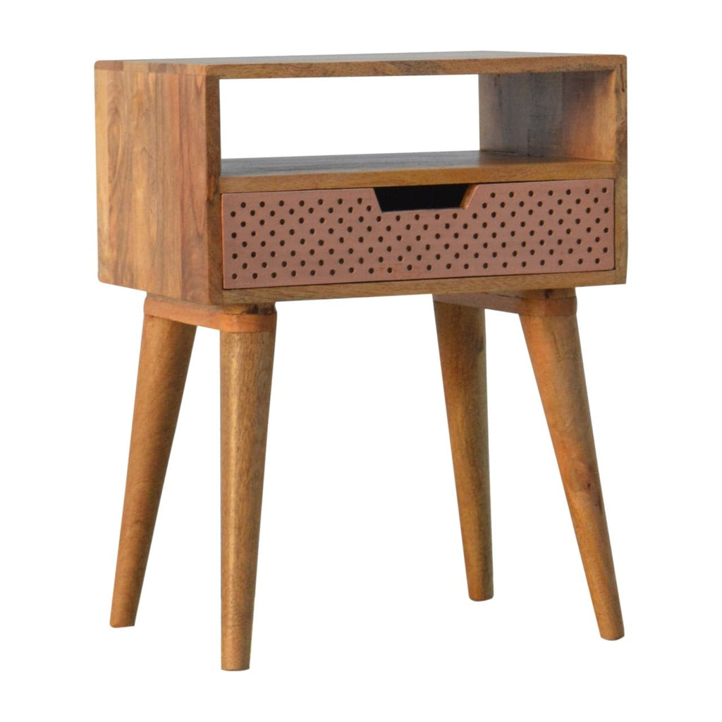 ArtHaus Collection Perforated Copper Front Bedside Table - Price Crash Furniture