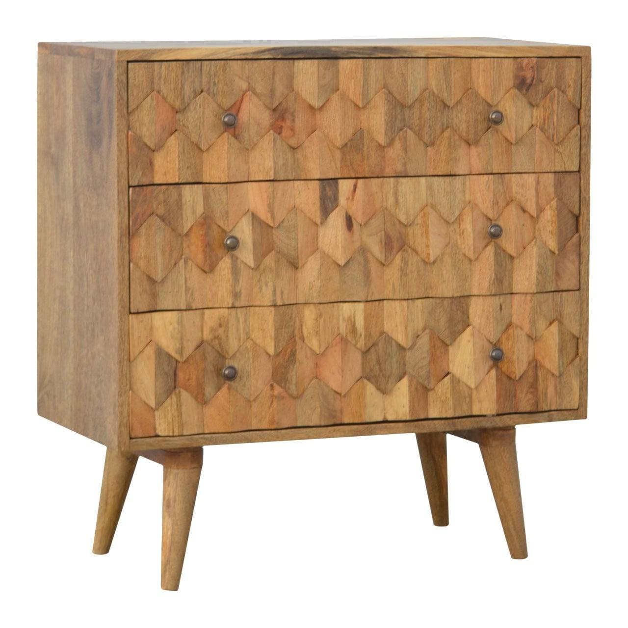 ArtHaus Collection Pineapple Carved 3 Drawer Cabinet - Price Crash Furniture