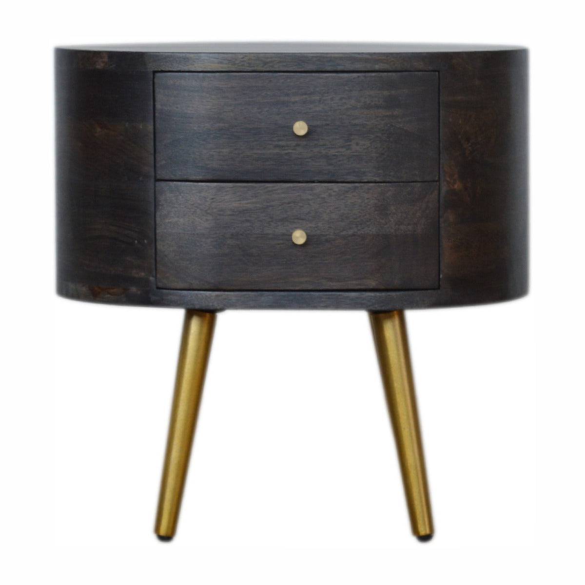 Ash Black Bedside with Brass Legs - Price Crash Furniture