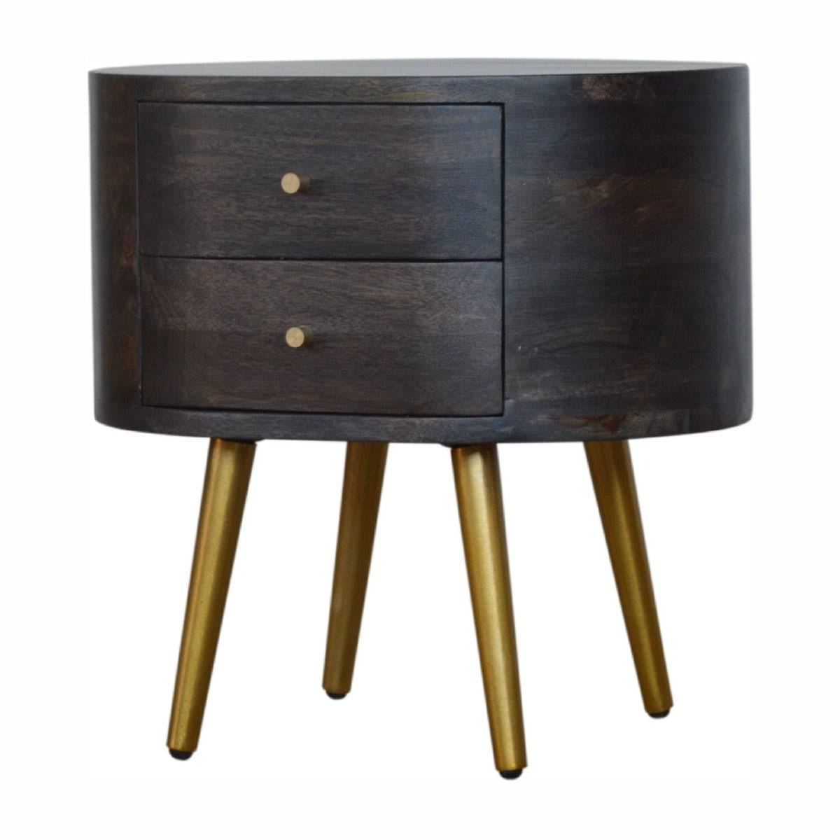 Ash Black Bedside with Brass Legs - Price Crash Furniture