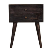 Ash Black Modern Solid Wood Bedside Table Unit - Price Crash Furniture