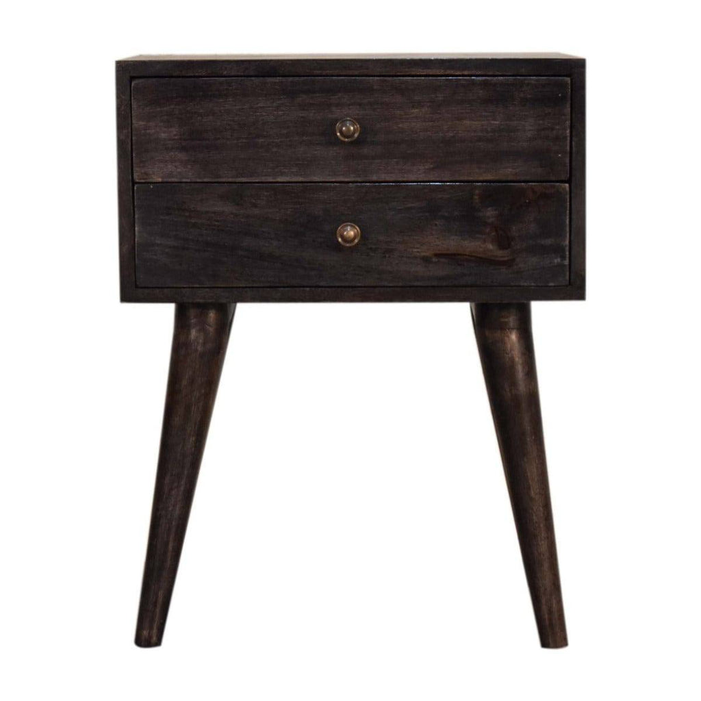 Ash Black Modern Solid Wood Bedside Table Unit - Price Crash Furniture
