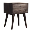 Ash Black Modern Solid Wood Bedside Table Unit - Price Crash Furniture