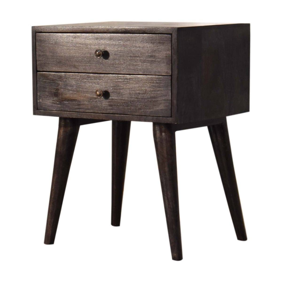 Ash Black Modern Solid Wood Bedside Table Unit - Price Crash Furniture