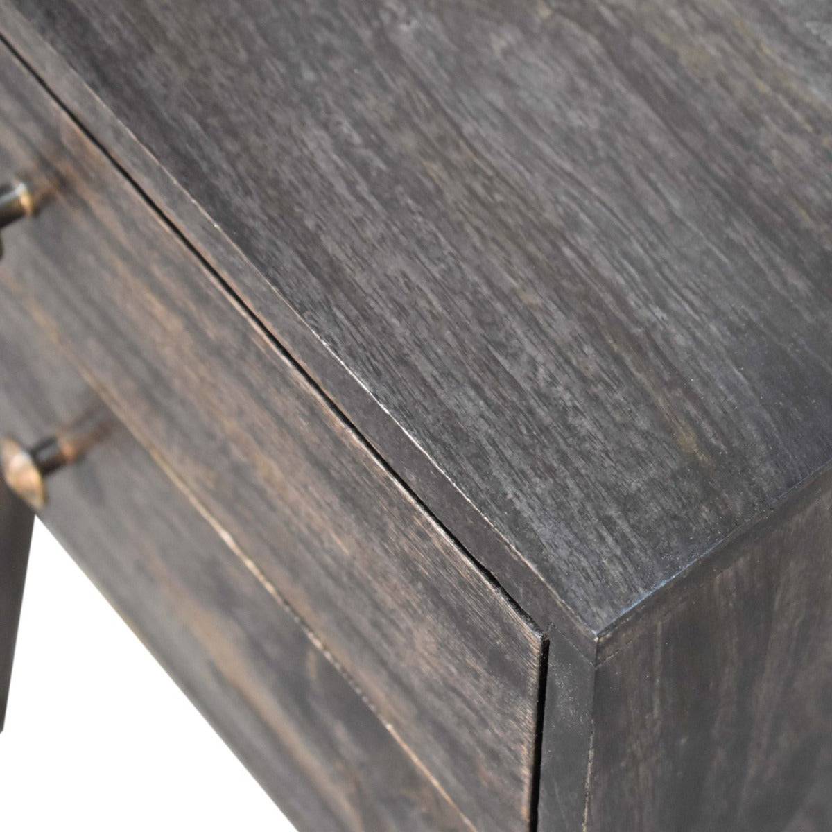 Ash Black Modern Solid Wood Bedside Table Unit - Price Crash Furniture