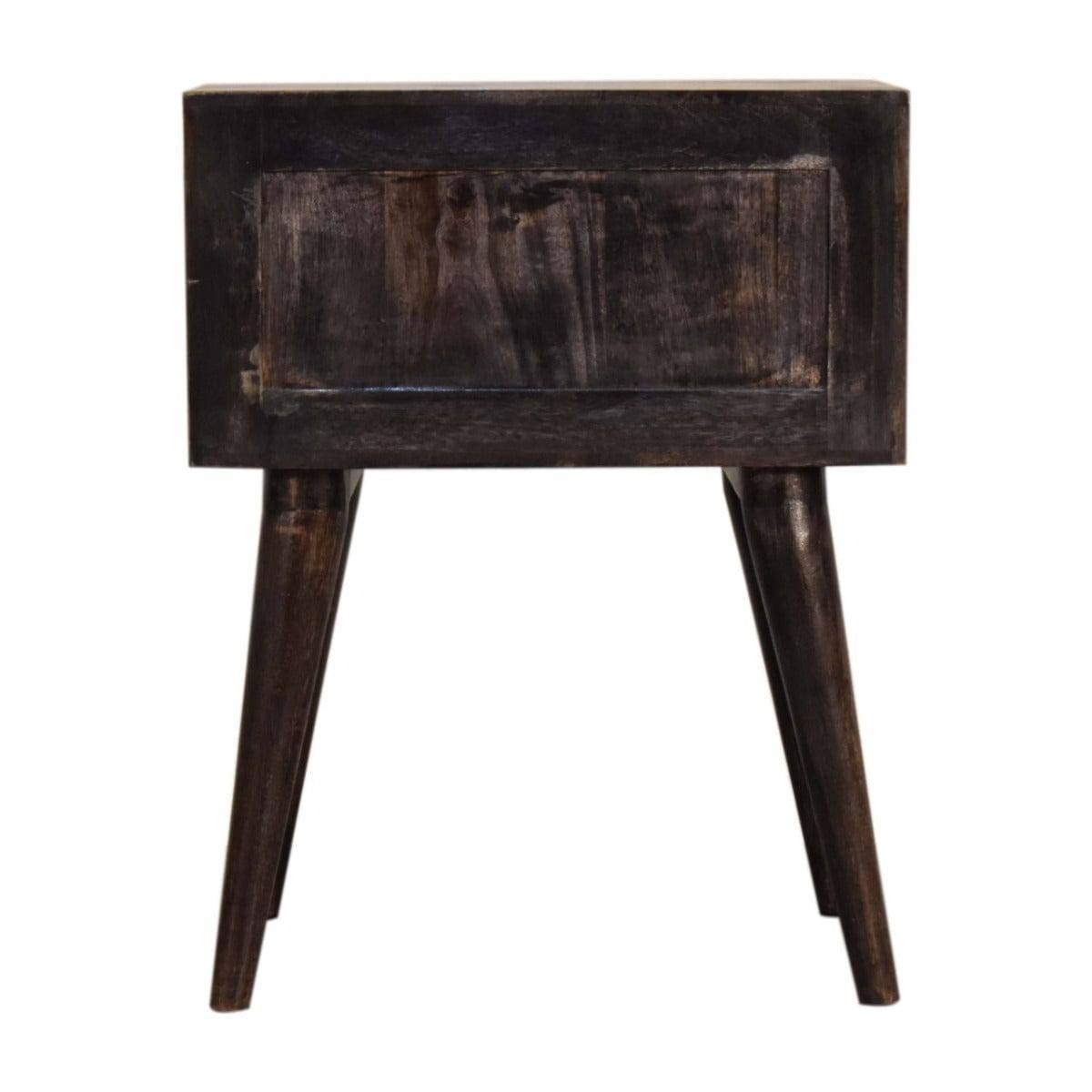 Ash Black Modern Solid Wood Bedside Table Unit - Price Crash Furniture