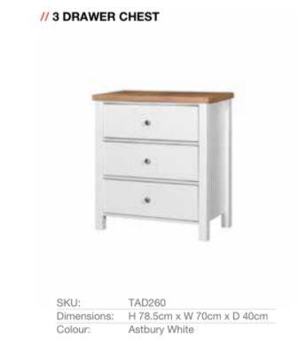 Astbury 3 Drawer Chest of Drawers by TAD - Price Crash Furniture