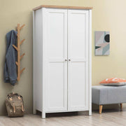 Astbury 2 Door Wardrobe in White & Oak Finish by TAD - Price Crash Furniture