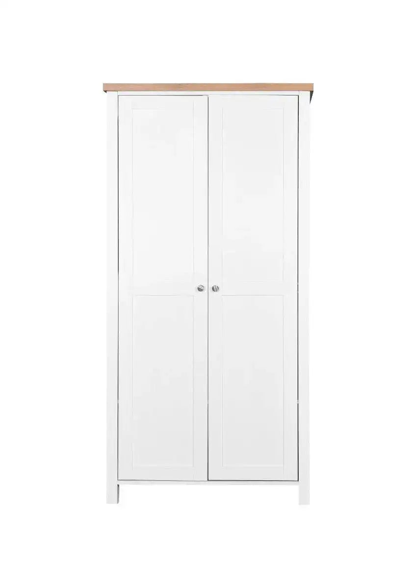 Astbury 2 Door Wardrobe in White & Oak Finish by TAD - Price Crash Furniture