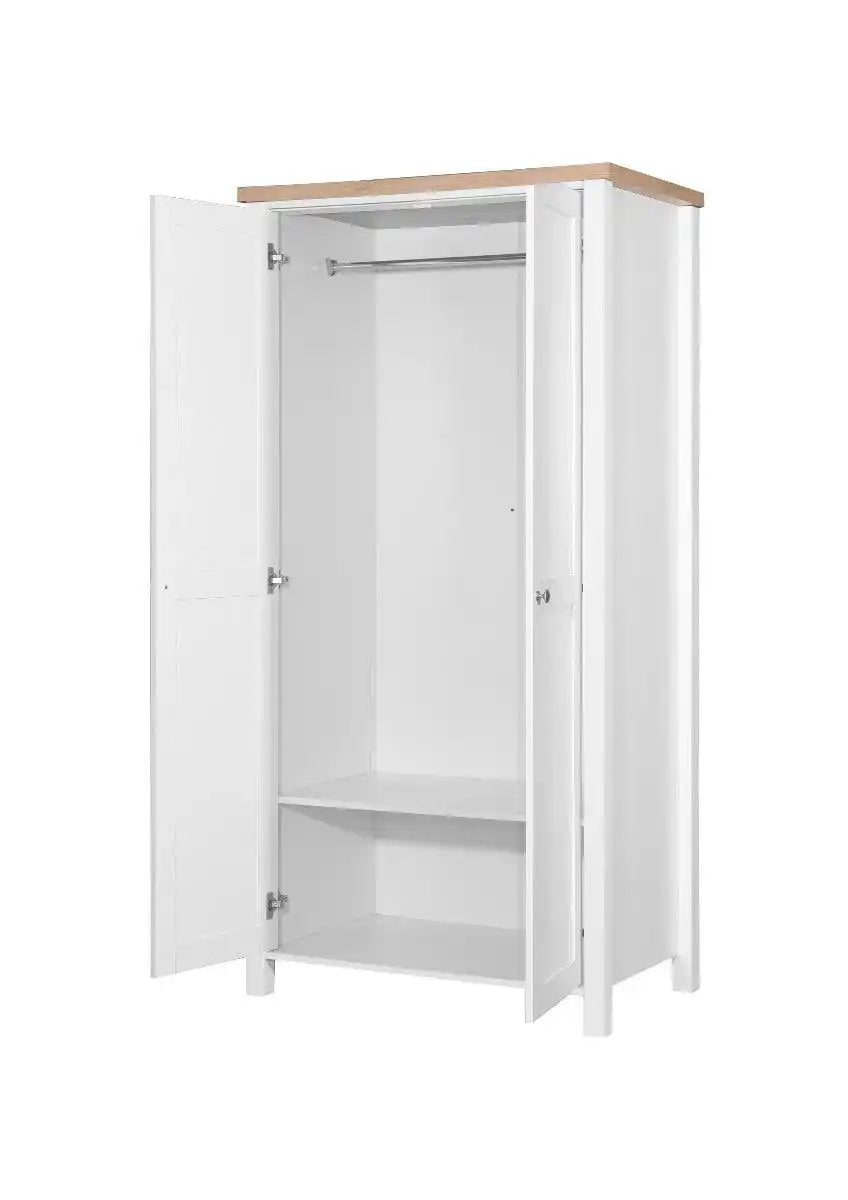 Astbury 2 Door Wardrobe in White & Oak Finish by TAD - Price Crash Furniture