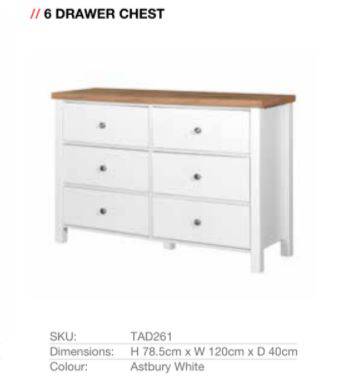 Astbury 6 Drawer Chest of Drawers by TAD - Price Crash Furniture