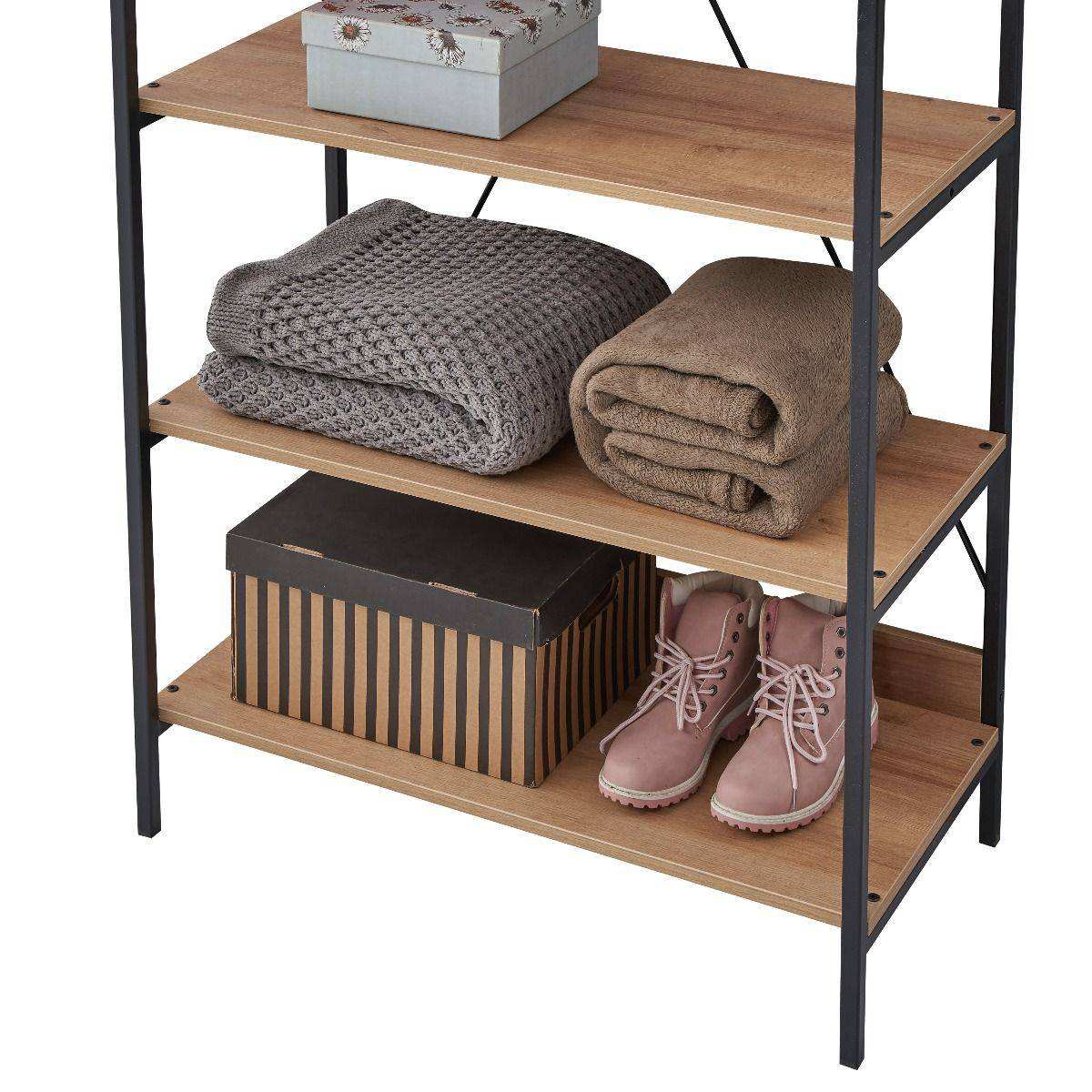 Claire Bedroom Open Wardrobe 4 Shelves in Light Oak - Price Crash Furniture