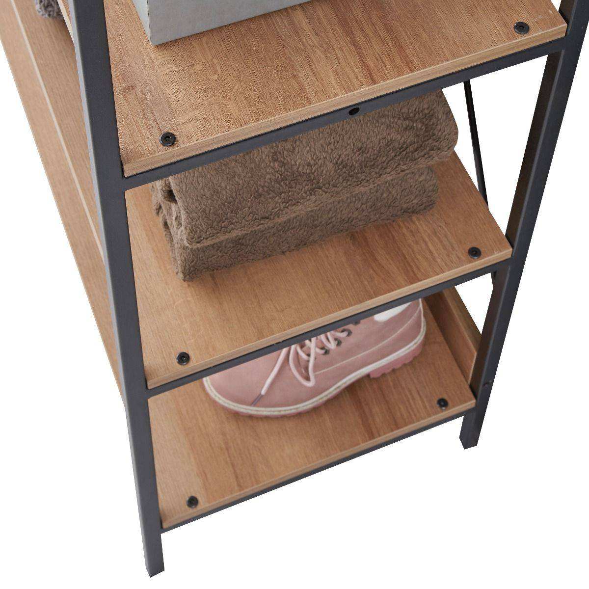 Claire Bedroom Open Wardrobe 4 Shelves in Light Oak - Price Crash Furniture